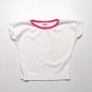 Vintage Healthtex Shirt Baby Girls Size 12m White Cap Sleeve